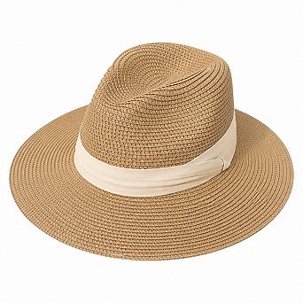 Women Wide Brim Panama Roll Up Fedora Beach Sun UPF50+ Straw Hat