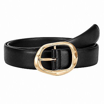 Faux Leather Women Casual Belt With Unique Buckle Versatile For Jeans Pants