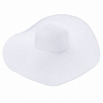 Oversized Wide Brim Straw Beach Hat UPF 50+ UV Protection Foldable Travel