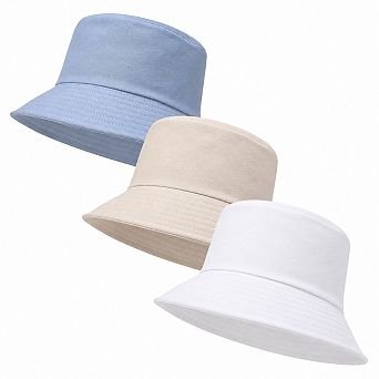 3 Packs Solid Color UV Protection Bucket Hats Packable Wide Brim Summer Sun Hats for Outdoor Sports