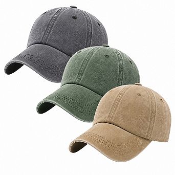 3 Pack Washed Cotton Low Profile Adjustable Dad Hat Unisex Twill Baseball Cap