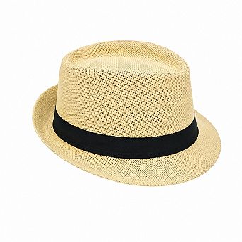 Paper Straw Fedora Hat Classic Casual Summer Beach Sun Protection