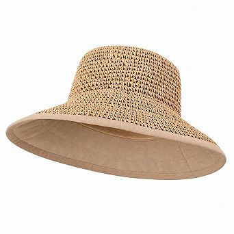 Women Handwoven Straw Sun Hat UV Protection Wide Brim Packable Beach Travel