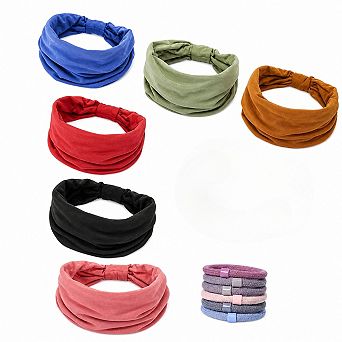 6 Pack Wide Non-Slip Soft Elastic Headbands For Women Yoga Running Workout Hair Wraps