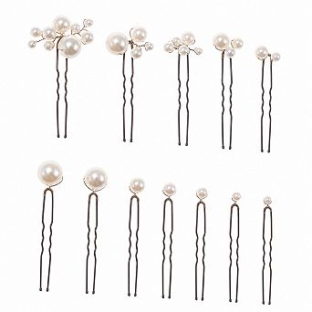 12 pc Handmade Bridal Wedding Pearl Hair Pins Faux Pearl Hair Accessories
