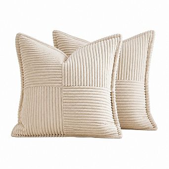 Soft Corduroy Striped Patchwork Pillow Covers Boho Accent Decor for Home