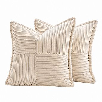 Soft Corduroy Striped Patchwork Pillow Covers Boho Accent Decor for Home