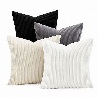Soft Corduroy Decorative Pillowcases Invisible Zipper Modern Gradient Home Decor