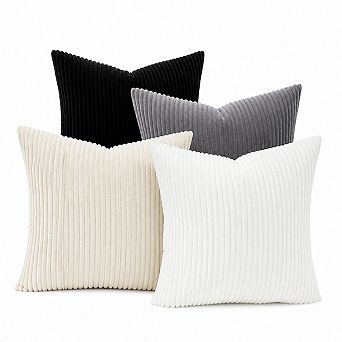 Soft Corduroy Pillow Covers Double Sided Geometric Zipper Closure Home Decor