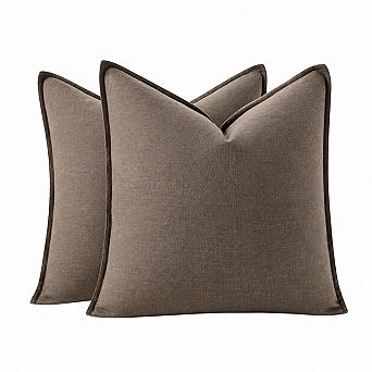Boho Farmhouse Neutral Linen Cotton Throw Pillow Covers Flange Edge Hidden Zipper Home Decor
