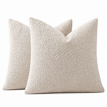 Textured Boucle Throw Pillow Covers Neutral Solid Home Decor Soft Cozy Versatile