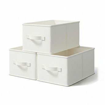 Fabric Storage Bins Collapsible Linen Cube 3 Pack Closet Organizer Baskets