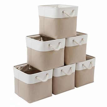 6 Pack 13x13 Inch Collapsible Fabric Storage Bins with Handles for Home Organization