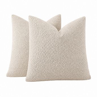 Textured Boucle Throw Pillow Covers Neutral Accent Home Decor Soft Cozy Versatile