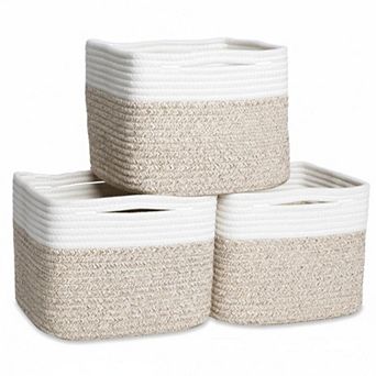 Storage Cubes 3-pack Woven Cotton Rope Baskets Firm Structured 28% More Space Reinforced Handles