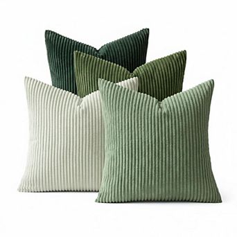 Boho Farmhouse Corduroy Throw Pillow Covers Set of 4 Soft Decorative for Couch Bed Sofa Living Room