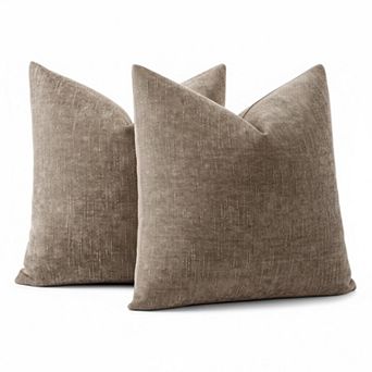Pack of 2 Chenille Throw Pillow Covers Solid Textured Neutral Farmhouse Cushion Covers for Couch