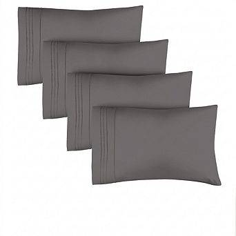 King Pillow Cases Set of 4 Ultra Soft Hotel Quality Wrinkle Free Stain Resistant Machine Washable