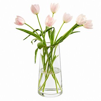 Mouthblown Clear Glass Flower Vase Elegant Modern Home Wedding Decor