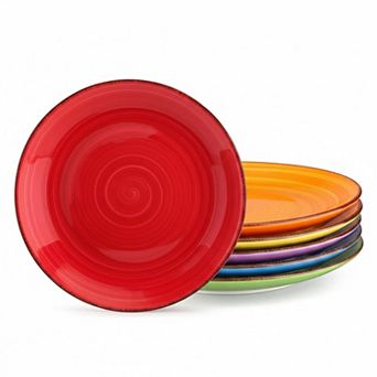 10.5 Inch Ceramic Dinner Plates Set Of 6 Microwave Dishwasher Safe Assorted Colors