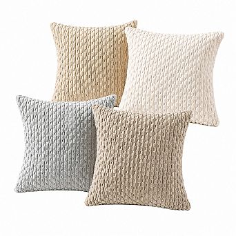 4 Pack Neutral Corduroy Throw Pillow Covers Soft Square Cushion Cases for Home Decor