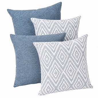 Set of 4 Linen Throw Pillow Covers Durable Easy Wash Decorative Couch Covers