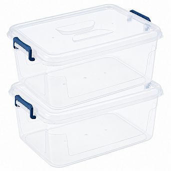 Clear Stackable Plastic Storage Bins with Lids 2 Pack 16-qt