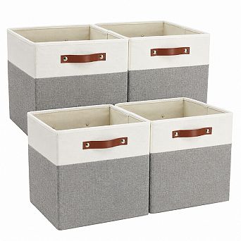Collapsible Fabric Storage Bins With Reinforced Pu Handles Foldable Organizer Baskets