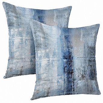 Abstract Art Blue Grey Throw Pillow Covers Set of 2 Polyester Decor Home