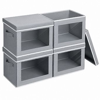 Collapsible Fabric Storage Bins With Lids 4 Pack Closet Shelf Organizer Boxes