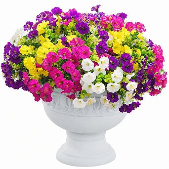 12 Pack Artificial Morning Glory Flowers UV Resistant Outdoor Faux Plants