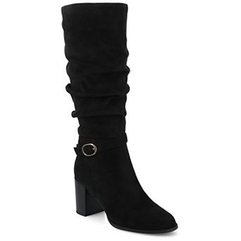 Journee Women's Fernanda Wide Calf Knee-High Heeled Slouch Boots