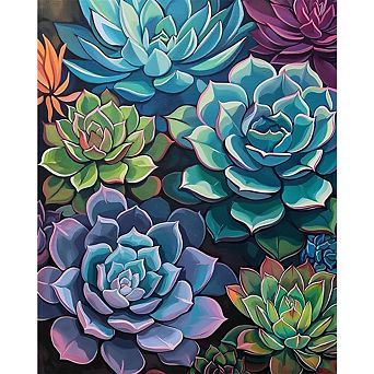 Paint by Numbers Kit Succulent Garden on Canvas with Acrylic Paint