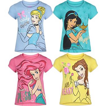 Disney Princess 4-Pack Glitter Short Sleeve T-Shirts