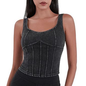Women's Sleeveless Denim Crop Vest Tank Top
