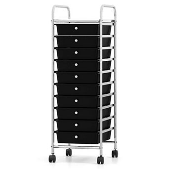 Costway Rolling Storage Cart with Chrome Plated Metal Frame & Lockable Universal Wheels