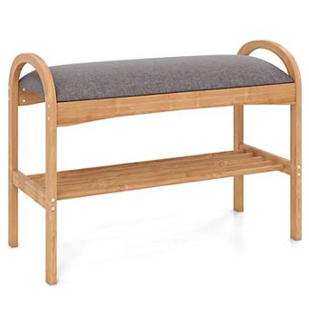 Costway Entryway Shoe Bench 2 tier Shoe Rack with Padded Seat Cushion for Hallway