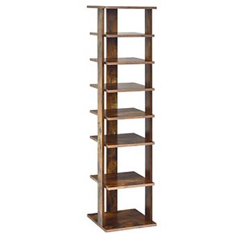 Costway 7 tier Wooden Shoe Rack Narrow Vertical Shoe Stand Storage Display Shelf