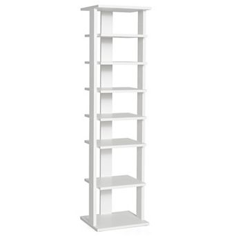 Costway 7 tier Wooden Shoe Rack Narrow Vertical Shoe Stand Storage Display Shelf