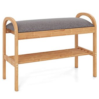 Costway Entryway Shoe Bench 2 tier Shoe Rack with Flip Top Storage for Hallway