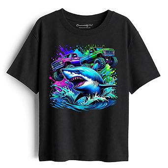 Trucks Shark Kids T-Shirt, Cool Ocean Animal Tee for Youth Boys