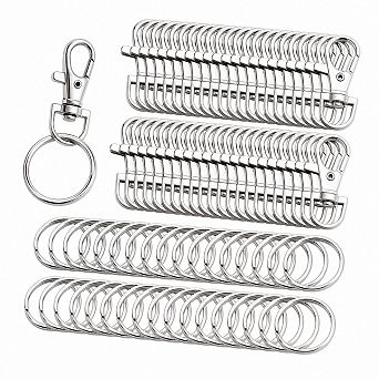 100 Pack Metal Swivel Snap Hooks Stainless Steel Split Key Rings for DIY Crafts