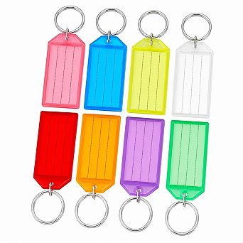 20 Pack Tough Plastic Key Tags With Split Ring Label Window Assorted Colors