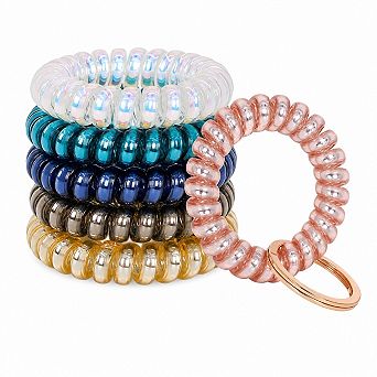 Stretchable Spiral Wristband Keychain For Gym Pool Sauna Outdoor Activities 6 Pack