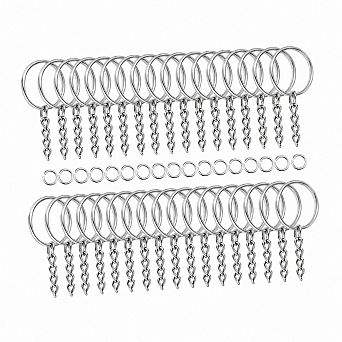 50 Keychain With Chain And Jump Rings Bulk DIY Craft Making Supplies