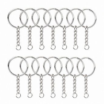 50 pc Split Key Ring Kit With Jump Rings Nickel Bulk DIY Craft Supplies