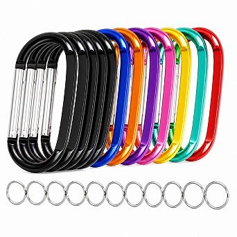 12 Pack 3 Inch Aluminum Carabiner Clips Multi Purpose Spring Snap Hooks for Camping Hiking Travel