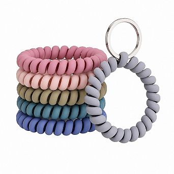 6 Pack Stretchable Spiral Wrist Keychain Wristlet For Gym Pool Sauna Sports ID Badge