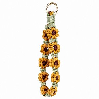 Handmade Bohemian Weave Keychain Wristlet Cotton Macrame Key Holder Bracelet