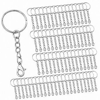 100 Keychain Rings With Chain Making Kit Lobster Clasp Jump Rings Crafts Supplies